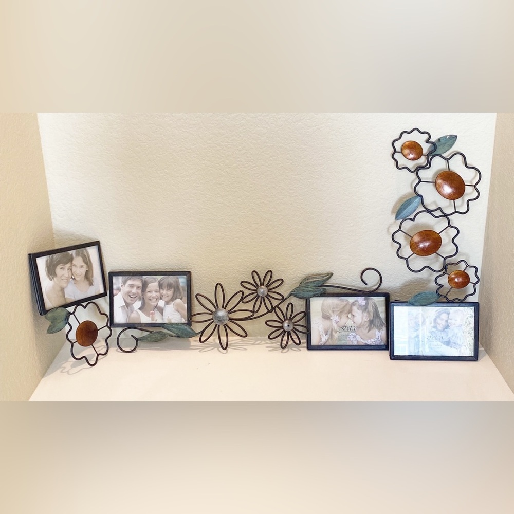 Fetco Jardana Decorative Floral Photo Frame with Orange and Silver Accents. - Picture 2 of 15